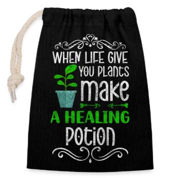 Healing potion nature naturopath diseases - Closable cotton gift bag (14x20cm) - black - Front