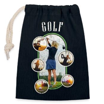 Golf Golfen Golfspielerin Sport Hobby Club Vintage - Verschließbarer Geschenkbeutel aus Baumwolle (14x20cm) - Navy - Vorne
