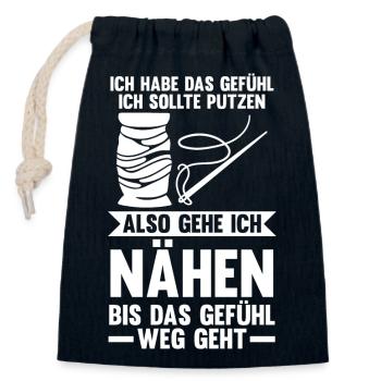 Schneidern Nähen - Verschließbarer Geschenkbeutel aus Baumwolle (14x20cm) - Navy - Vorne
