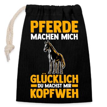 Pferd Reiten Reiter Reiterin Reitsport Pferde - Verschließbarer Geschenkbeutel aus Baumwolle (14x20cm) - Schwarz - Vorne