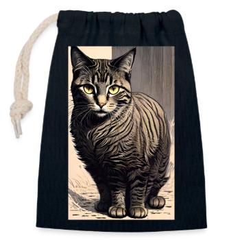 Cat | Pet | Cat Fan | cute | Kitten - Closable cotton gift bag (14x20cm) - navy - Front