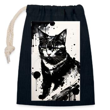 Cat | Pet | Cat Fan | cute | Kitten - Closable cotton gift bag (14x20cm) - navy - Front