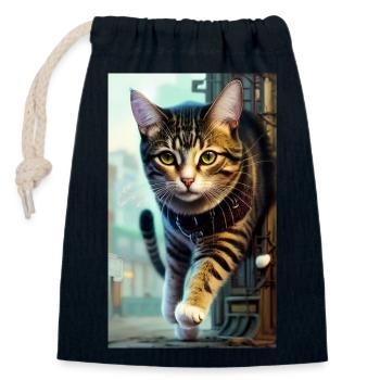 Cat | Pet | Cat Fan | cute | Kitten - Closable cotton gift bag (14x20cm) - navy - Front