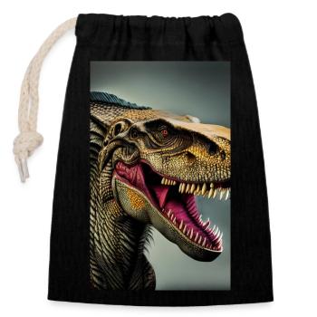 Dinosaures | T-Rex | Tyrannosaure - Sac cadeau en coton avec cordon (14 x 20 cm) - noir - Devant