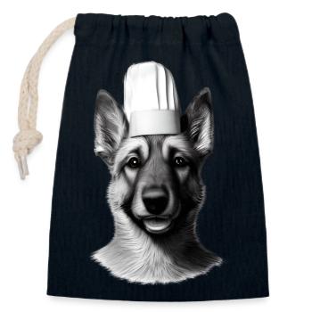 Deutscher Schäferhund Gastronom Hundehalter Kochen - Verschließbarer Geschenkbeutel aus Baumwolle (14x20cm) - Navy - Vorne