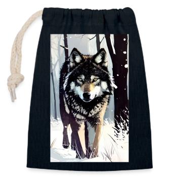 Wolf | Raubtier | Hund | Mystisch - Verschließbarer Geschenkbeutel aus Baumwolle (14x20cm) - Navy - Vorne