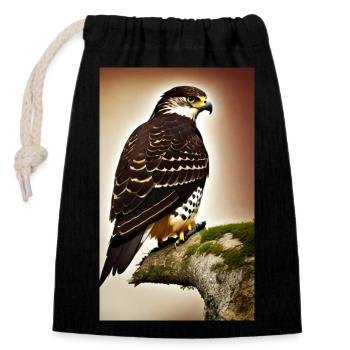 Eagle | Birds | Freedom | Animals - Closable cotton gift bag (14x20cm) - black - Front