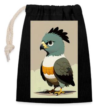 Eagle | Birds | Freedom | Animals - Closable cotton gift bag (14x20cm) - black - Front