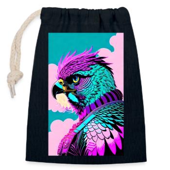 Aigle | Oiseaux | Liberté | Animaux - Sac cadeau en coton avec cordon (14 x 20 cm) - bleu marine - Devant