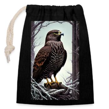 Aigle | Oiseaux | Liberté | Animaux - Sac cadeau en coton avec cordon (14 x 20 cm) - noir - Devant