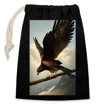Eagle | Birds | Freedom | Animals - Closable cotton gift bag (14x20cm) - black - Front