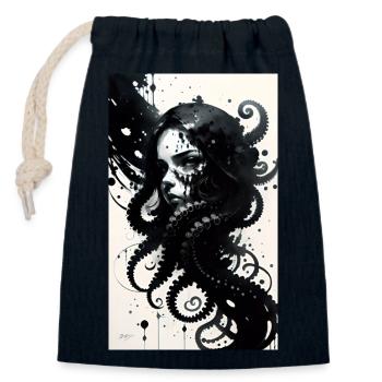 Woman | Face | Girls | Anime | mystical - Closable cotton gift bag (14x20cm) - navy - Front