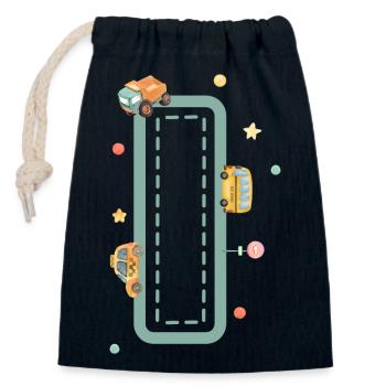 Buchstabe i Fahrzeug - personalisiertes Kindergeschenk - Verschließbarer Geschenkbeutel aus Baumwolle (14x20cm) - Navy - Vorne