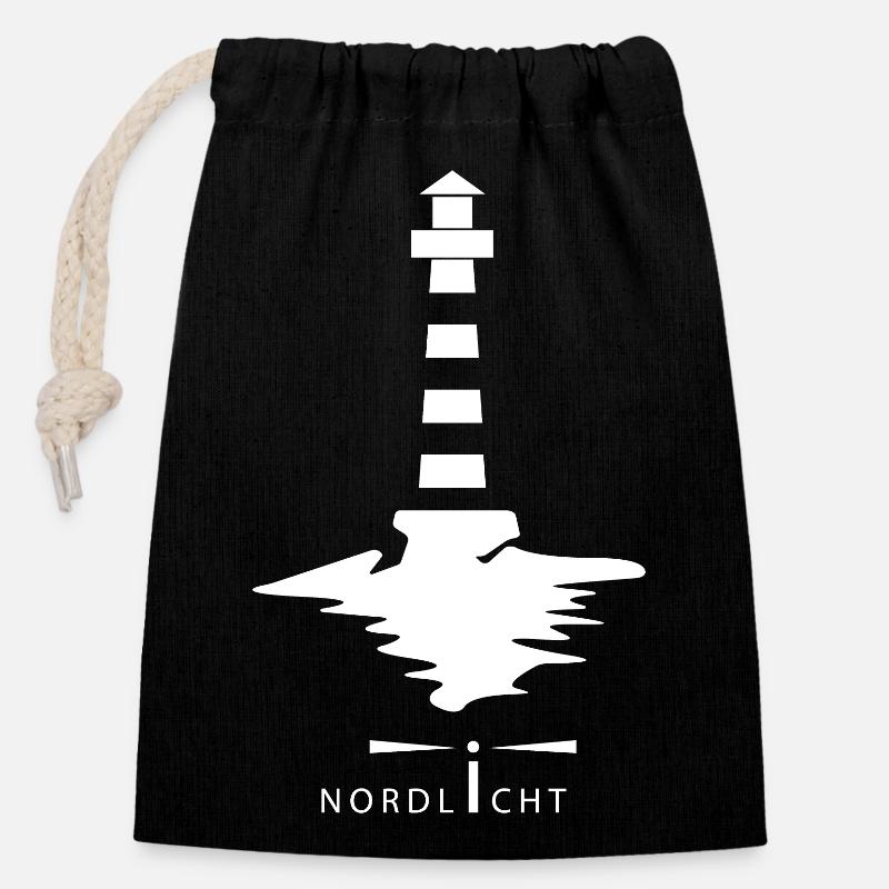 Lighthouse - Verschließbarer Geschenkbeutel aus Baumwolle (14x20cm) - Schwarz