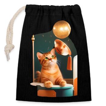 Cat cat cat - Closable cotton gift bag (14x20cm) - black - Front