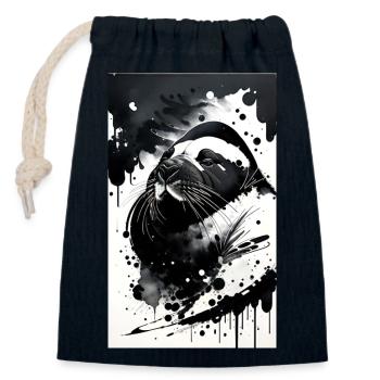 Pays des merveilles du morse - Sac cadeau en coton avec cordon (14 x 20 cm) - bleu marine - Devant