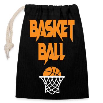 Basketball avec jeu de basket-ball Hoop - Sac cadeau en coton avec cordon (14 x 20 cm) - noir - Devant