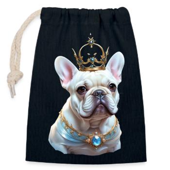 French Bulldog Head on Shirt's and Access - Closable cotton gift bag (14x20cm) - navy - Front