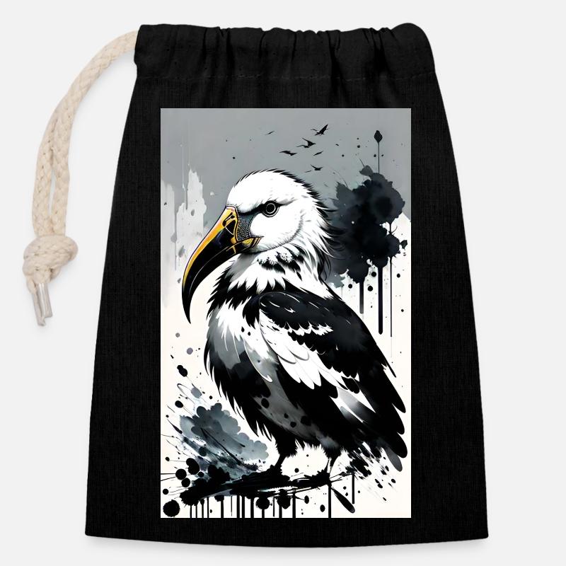 Albatros exalté - Sac cadeau en coton avec cordon (14 x 20 cm) - noir