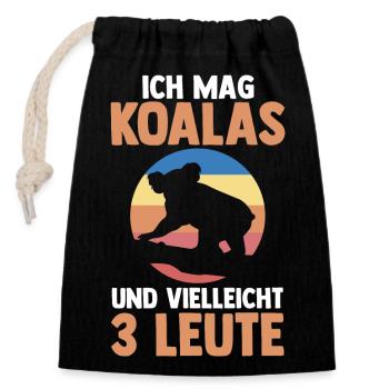 Koalabär Koala - Verschließbarer Geschenkbeutel aus Baumwolle (14x20cm) - Schwarz - Vorne