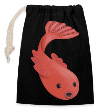 goldfish - Closable cotton gift bag (14x20cm) - black - Front