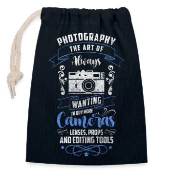 Photographe Photographie Séance photo - Sac cadeau en coton avec cordon (14 x 20 cm) - bleu marine - Devant