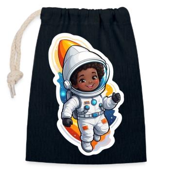 Niedlicher Astronauten-Charakter für Kinder - Verschließbarer Geschenkbeutel aus Baumwolle (14x20cm) - Navy - Vorne
