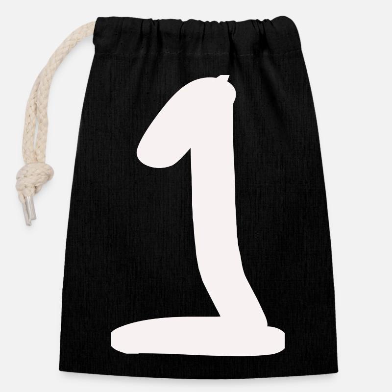 1. 1 year. 1st ANNIVERSARY. 1 YEAR ANNIVERSARY - Closable cotton gift bag (14x20cm) - black