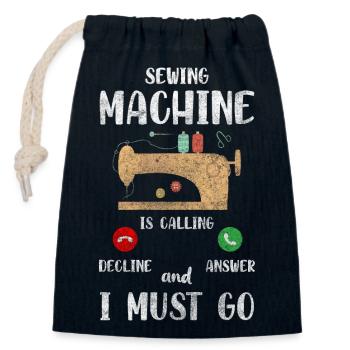 Clothes Fashion Sewing Machine - Closable cotton gift bag (14x20cm) - navy - Front