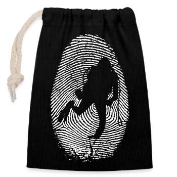 Sauvetage d’empreintes digitales : silhouette de la main secourable - Sac cadeau en coton avec cordon (14 x 20 cm) - noir - Devant