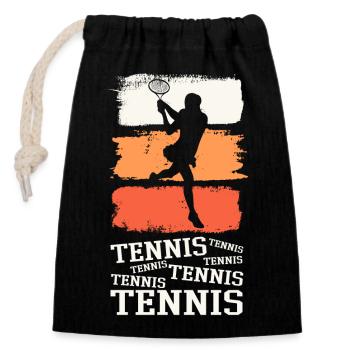 Tennis Tennisspielerin Frau Sport Vintage Retro - Verschließbarer Geschenkbeutel aus Baumwolle (14x20cm) - Schwarz - Vorne