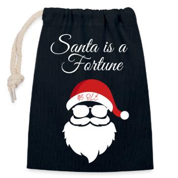Fortuna T-Shirt, Santa is a Fortune! - Closable cotton gift bag (14x20cm) - navy - Front