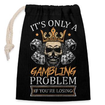 Player Casino Poker Face Full House - Closable cotton gift bag (14x20cm) - black - Front