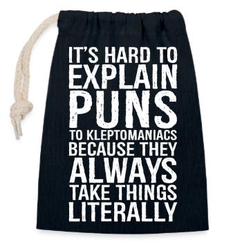 It's hard to explain puns funny shirt - Sac cadeau en coton avec cordon (14 x 20 cm) - bleu marine - Devant