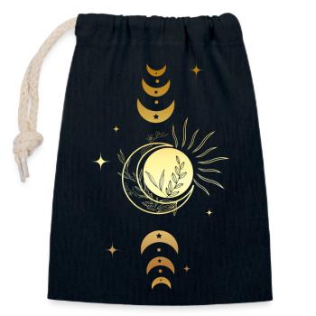 Lune et étoile magique doré - Sac cadeau en coton avec cordon (14 x 20 cm) - bleu marine - Devant