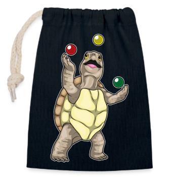 Schildkröte Jongleur Jonglieren - Verschließbarer Geschenkbeutel aus Baumwolle (14x20cm) - Navy - Vorne