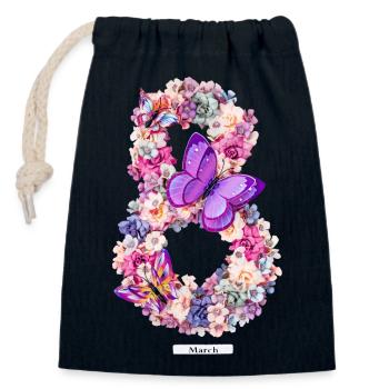 Women's Power March 8 GirlPower Female Feminism - Closable cotton gift bag (14x20cm) - navy - Front
