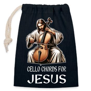 Accords de violoncelle pour Jesus Christian God - Sac cadeau en coton avec cordon (14 x 20 cm) - bleu marine - Devant