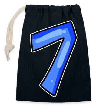 Zahl 7 Nummer - Verschließbarer Geschenkbeutel aus Baumwolle (14x20cm) - Navy - Vorne