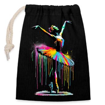 Balletttänzerin mit Tutu - Verschließbarer Geschenkbeutel aus Baumwolle (14x20cm) - Schwarz - Vorne