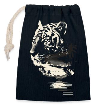 Tiger Wildkatze Jungle - Verschließbarer Geschenkbeutel aus Baumwolle (14x20cm) - Navy - Vorne