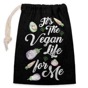 Nutrition Healthy Nature Veggie - Sac cadeau en coton avec cordon (14 x 20 cm) - noir - Devant