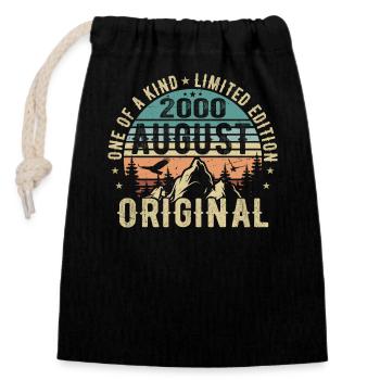 Août 2000 - Né en Août 2000 - Anniversaire - Sac cadeau en coton avec cordon (14 x 20 cm) - noir - Devant