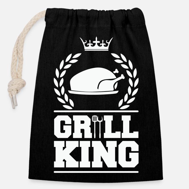 grill king chicken - Verschließbarer Geschenkbeutel aus Baumwolle (14x20cm) - Schwarz