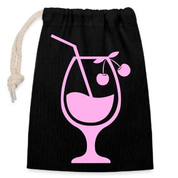cocktail 01 - Verschließbarer Geschenkbeutel aus Baumwolle (14x20cm) - Schwarz - Vorne