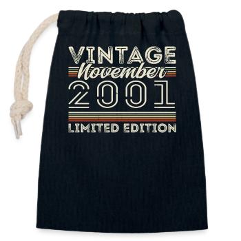 November 2001 Birthday Year November 2001 - Closable cotton gift bag (14x20cm) - navy - Front