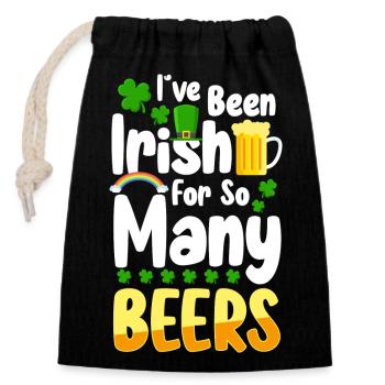 Irisch Shamrock Kobold Ireland - Verschließbarer Geschenkbeutel aus Baumwolle (14x20cm) - Schwarz - Vorne
