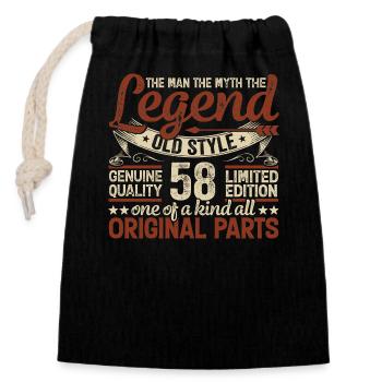 58 ans, légendes 1966 millésime 1966 anniversaire - Sac cadeau en coton avec cordon (14 x 20 cm) - noir - Devant