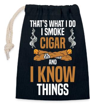Smokers vape cigar club enjoy - Closable cotton gift bag (14x20cm) - navy - Front