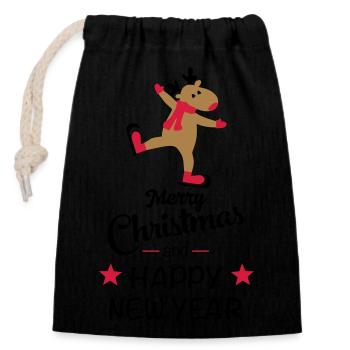 Funny Christmas - Closable cotton gift bag (14x20cm) - black - Front